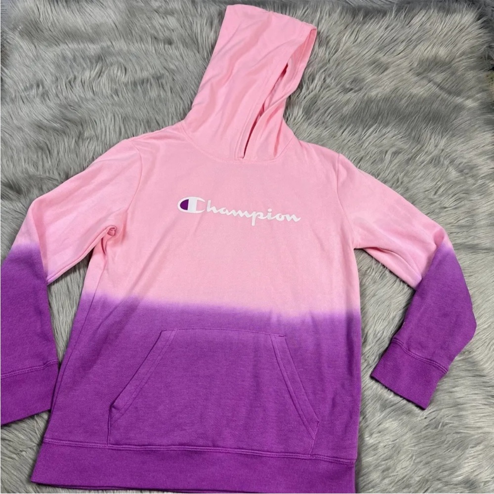 Champion Girls Pink Ombre Dip Dye Hoodie Size Large